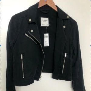 Abercrombie black moto jacket small